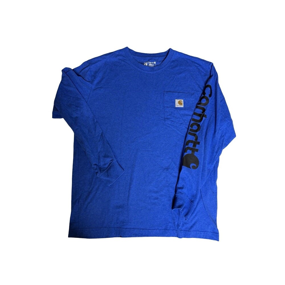 Carhartt Men's Graphic Logo Long Sleeve Shirt Blue Medium